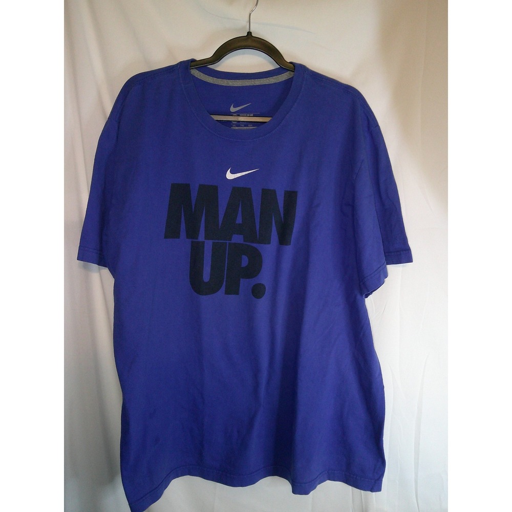 Nike MAN UP XXL T-Shirt Blue Mens Regular Fit Crew Neck Casual Top